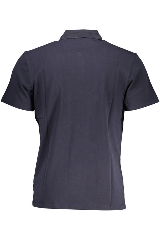 Blue Cotton Men Polo Shirt