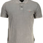 Gray Cotton Men Polo Shirt