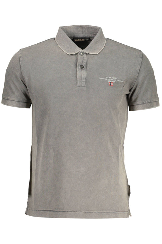 Gray Cotton Men Polo Shirt