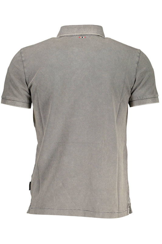 Gray Cotton Men Polo Shirt