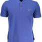 Blue Cotton Men Polo Shirt