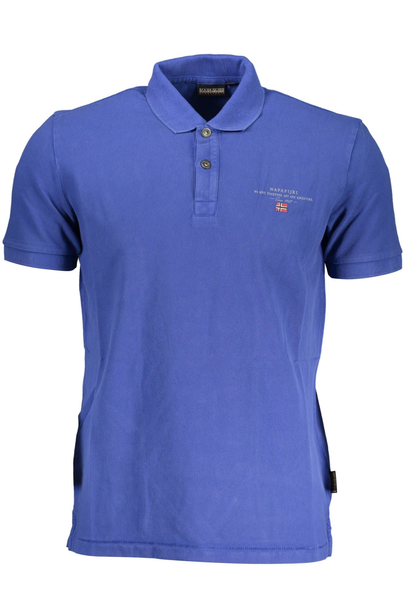 Blue Cotton Men Polo Shirt