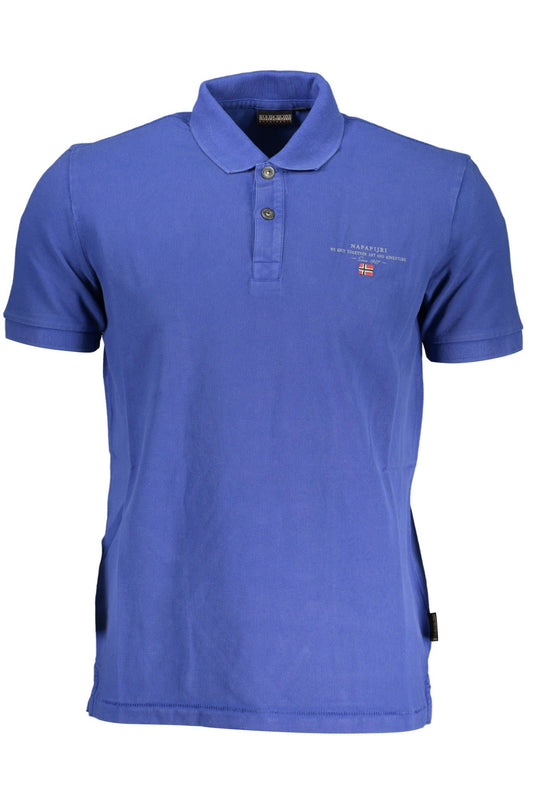 Blue Cotton Men Polo Shirt