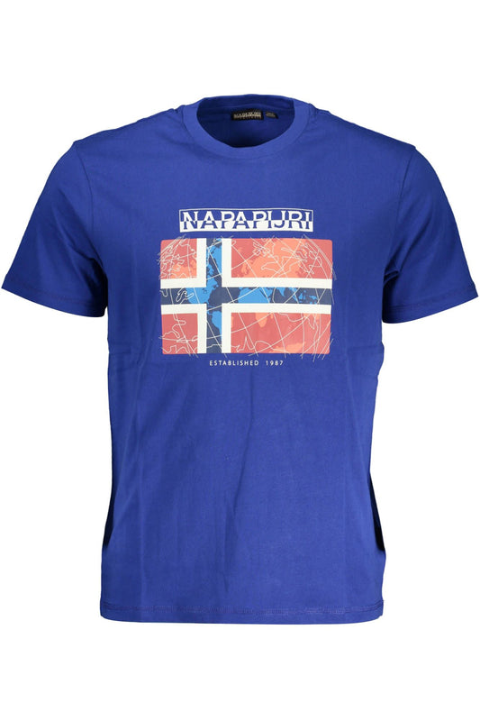 Blue Cotton Men T-Shirt