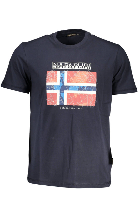 Blue Cotton Men T-Shirt