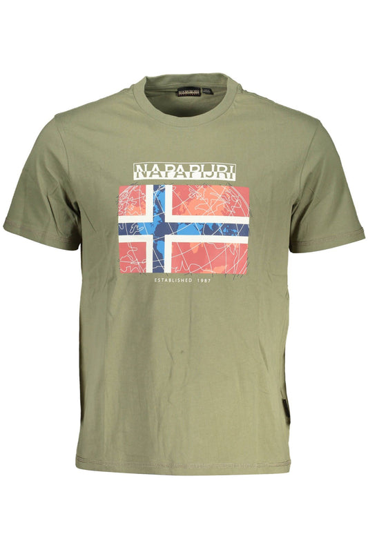 Green Cotton Men T-Shirt