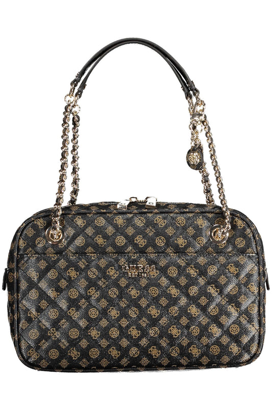 Brown Polyurethane Women Handbag