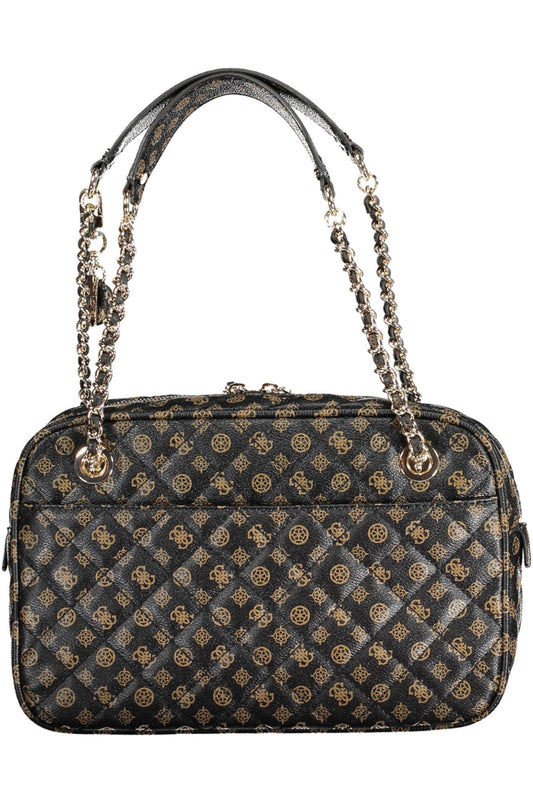 Brown Polyurethane Women Handbag