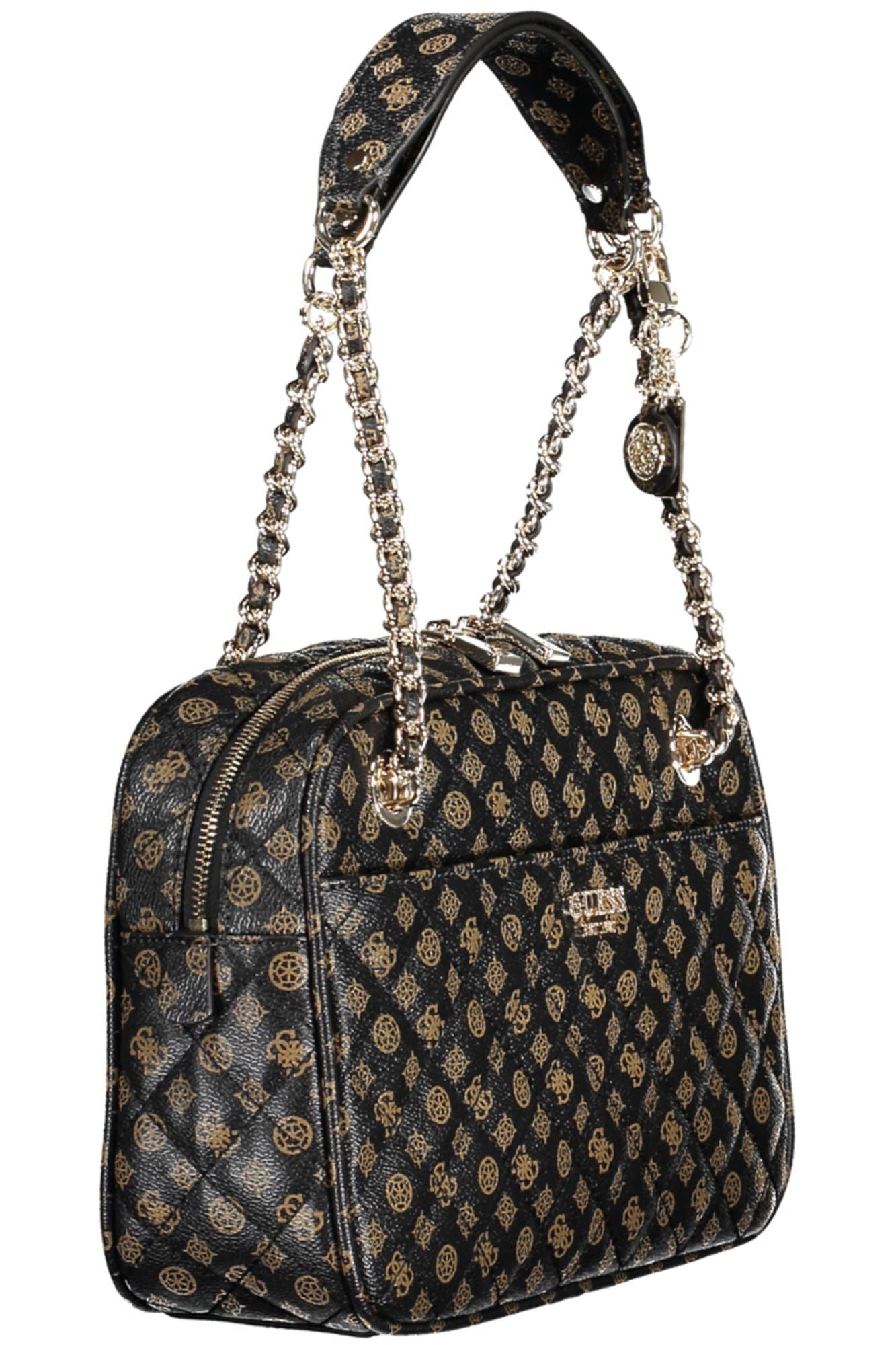 Brown Polyurethane Women Handbag