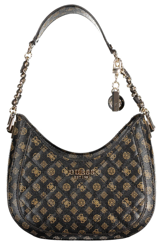 Brown Polyurethane Women Handbag