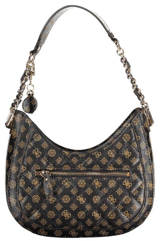 Brown Polyurethane Women Handbag