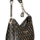 Brown Polyurethane Women Handbag