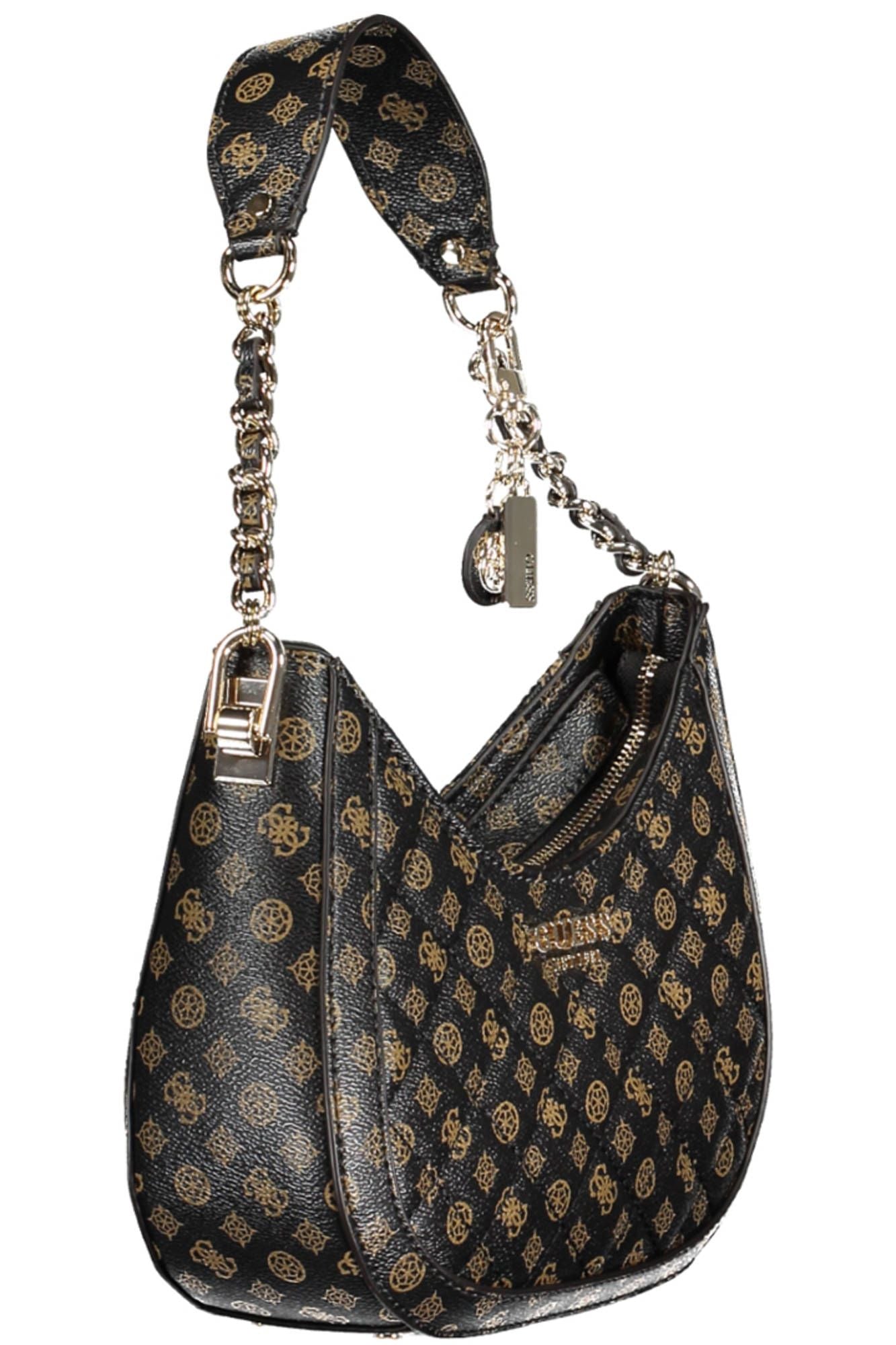 Brown Polyurethane Women Handbag