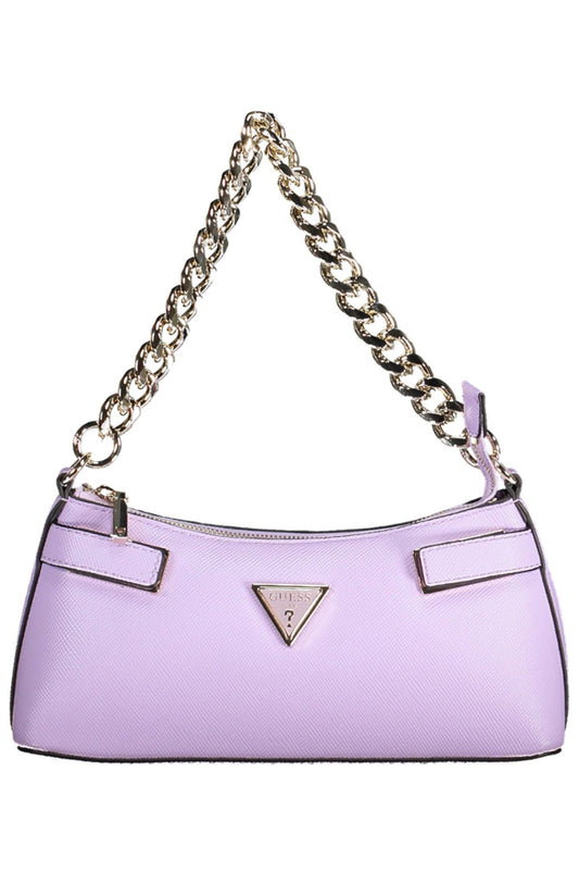Purple Polyurethane Women Handbag