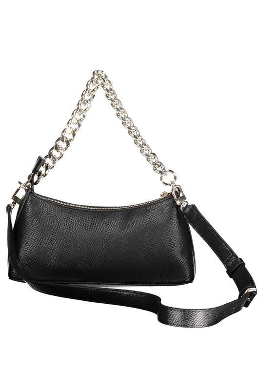 Black Polyurethane Women Handbag