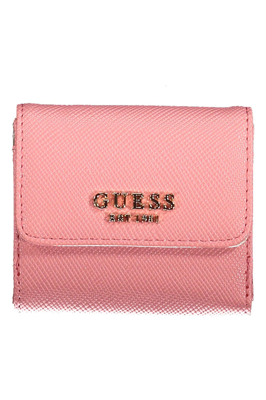 Pink Polyurethane Women Wallet