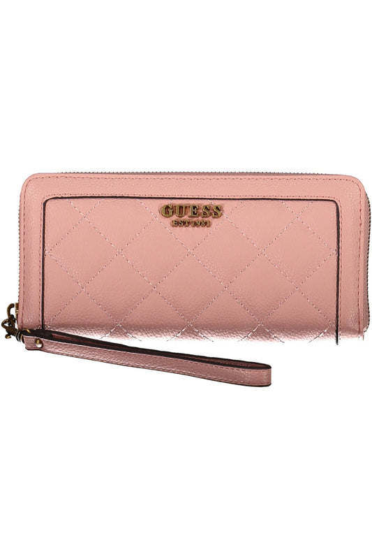 Pink Polyurethane Women Wallet