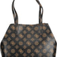 Brown Polyurethane Women Handbag