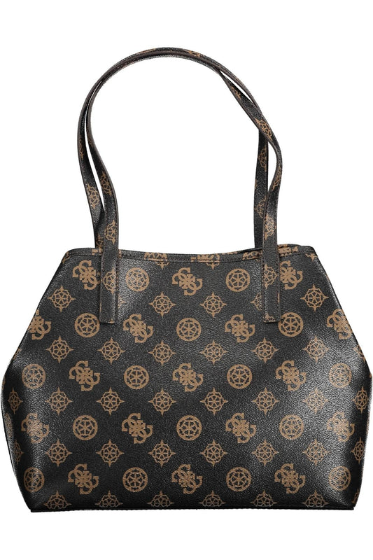 Brown Polyurethane Women Handbag