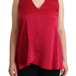 Elegant Red V-Neck Sleeveless Tank Top