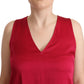 Elegant Red V-Neck Sleeveless Tank Top