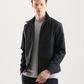 Blue Polyester Men Bomber Jacket