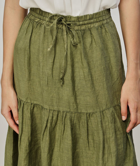Green Linen Women Skirt