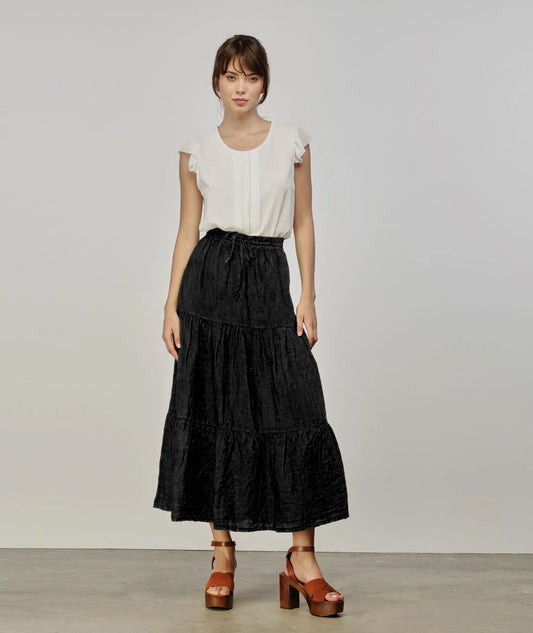 Black Linen Women Skirt