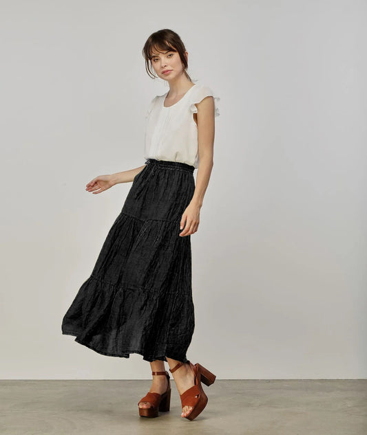 Black Linen Women Skirt