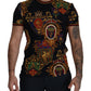 Elegant Black Crewneck Tee with Medal Motif