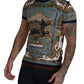 Chic Blue Baroque Motif Cotton Tee
