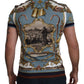Chic Blue Baroque Motif Cotton Tee