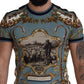 Chic Blue Baroque Motif Cotton Tee