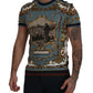 Chic Blue Baroque Motif Cotton Tee