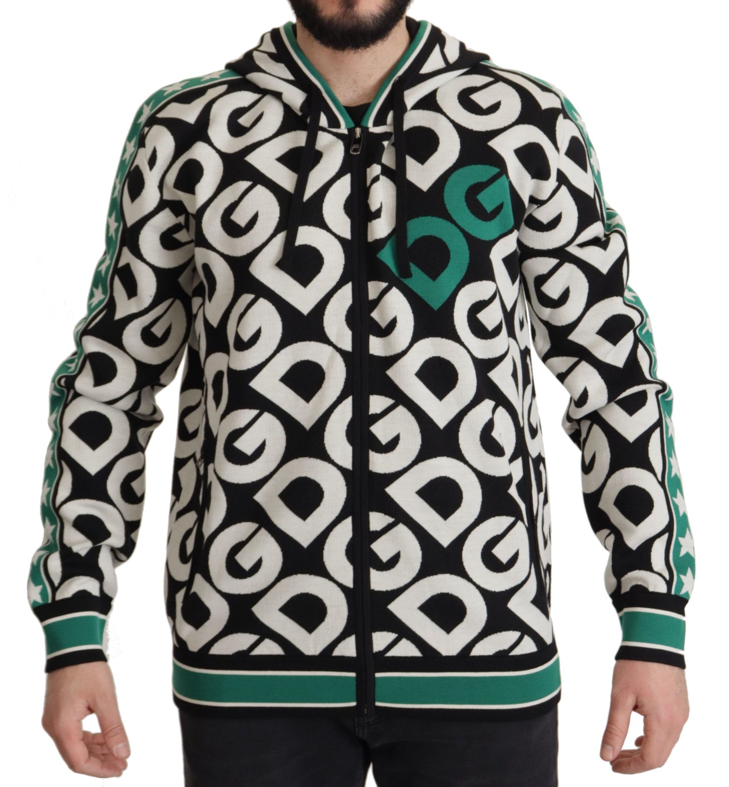 Logo Mania Zip Hooded Wool Sweater