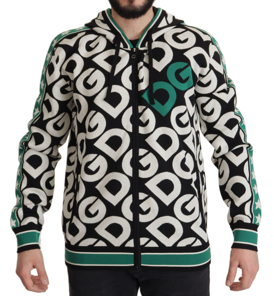 Logo Mania Zip Hooded Wool Sweater