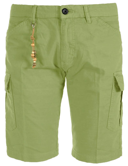 Green Cotton Men Bermuda Short