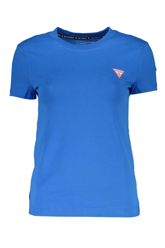 Chic Blue Organic Cotton Tee with Logo Print