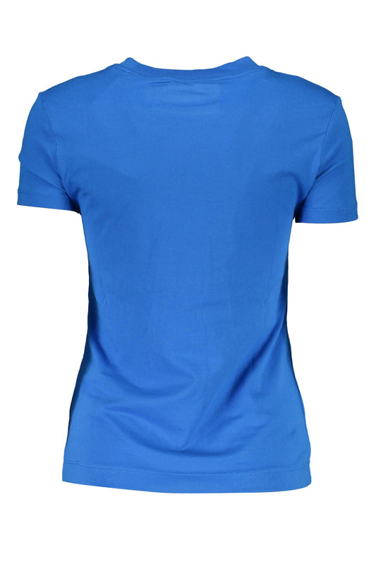 Chic Blue Organic Cotton Tee with Logo Print