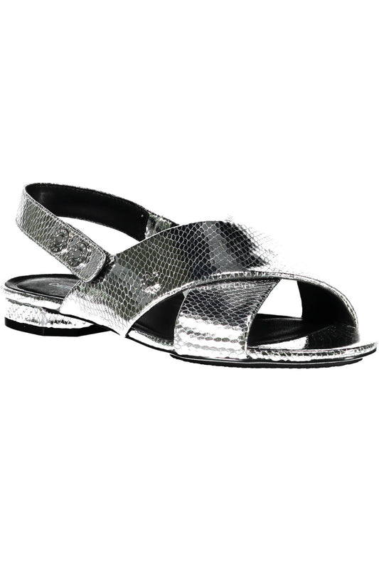 Silver Rubber Women Sandal