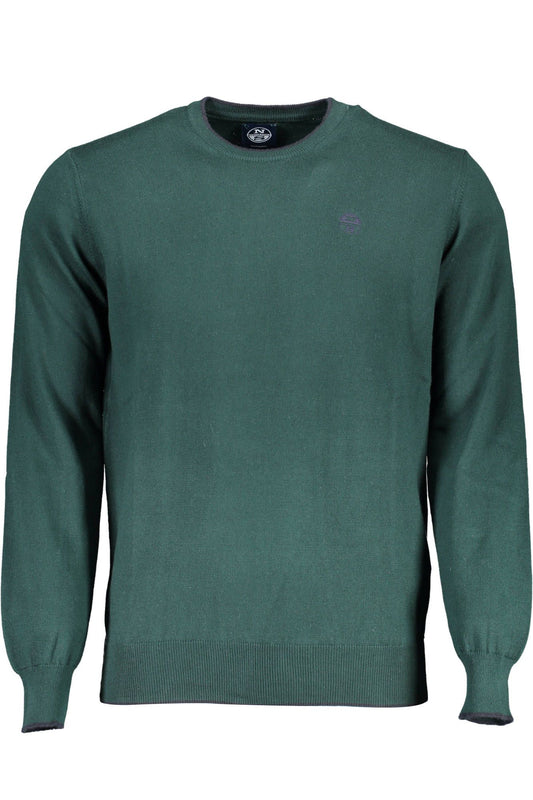Green Cotton Men Sweater