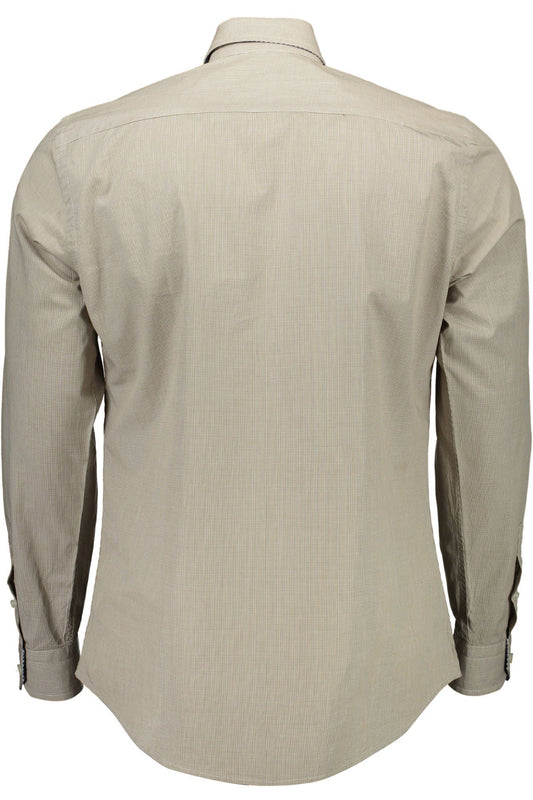 Beige Cotton Men Shirt