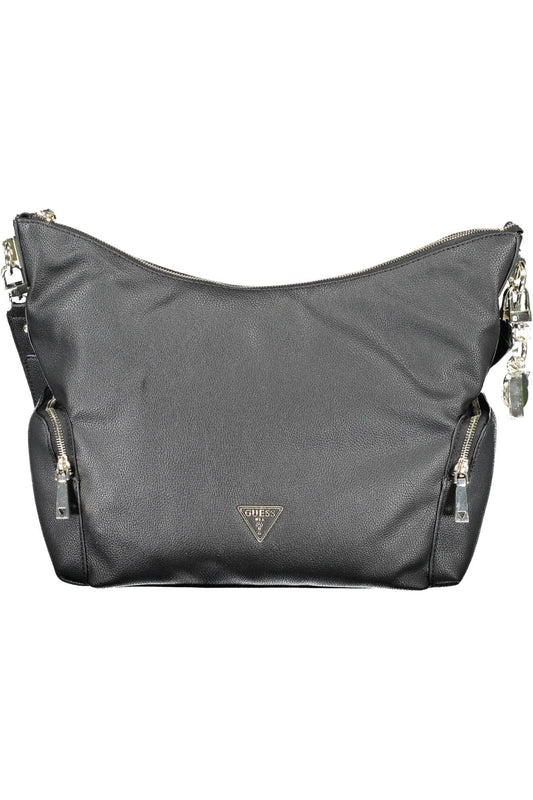 Black Polyurethane Women Handbag