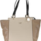 Beige Polyurethane Women Handbag