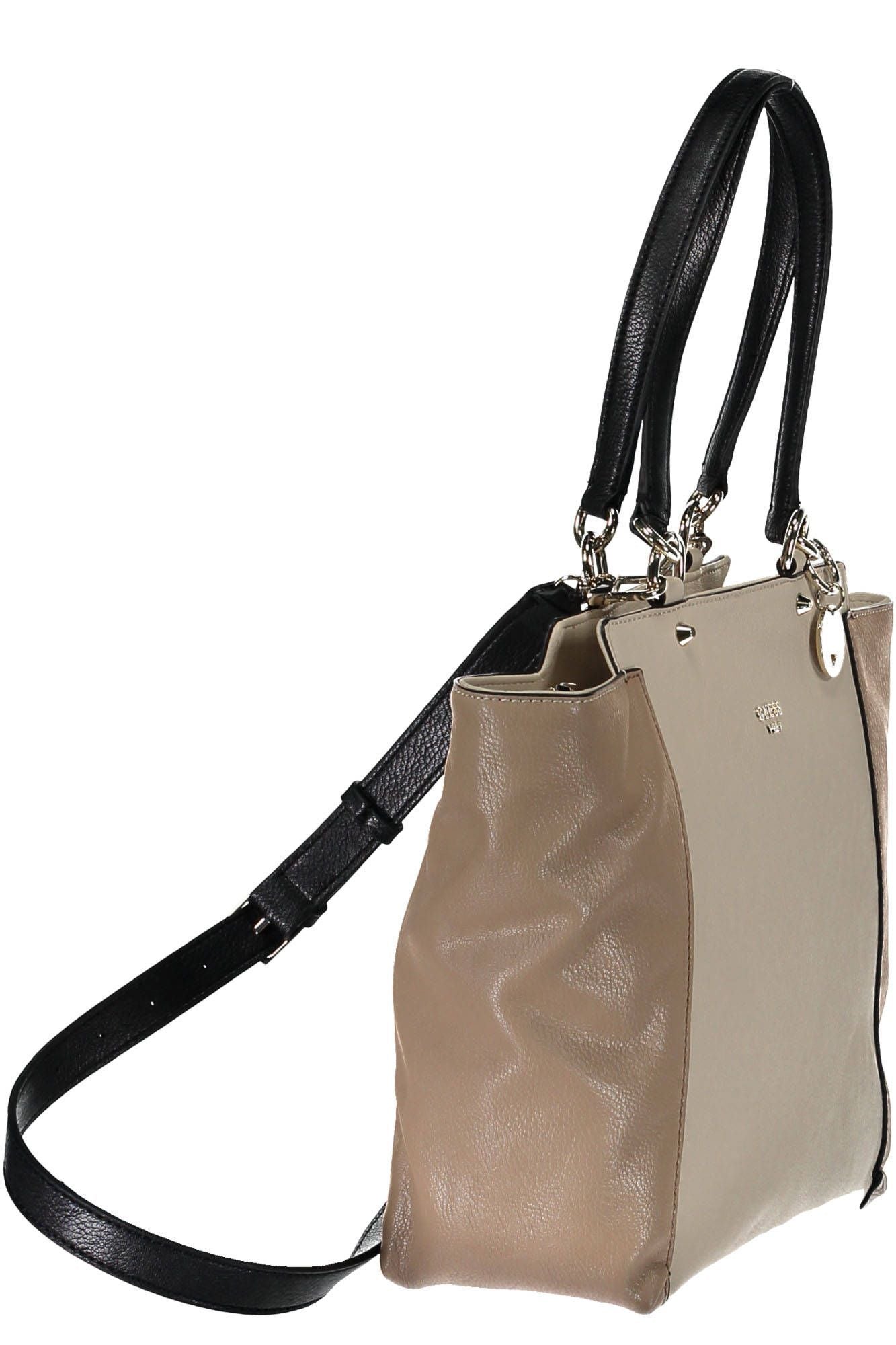 Beige Polyurethane Women Handbag