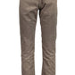 Beige Cotton Men Trouser