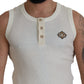 Sleeveless Henley Wool Blend T-Shirt