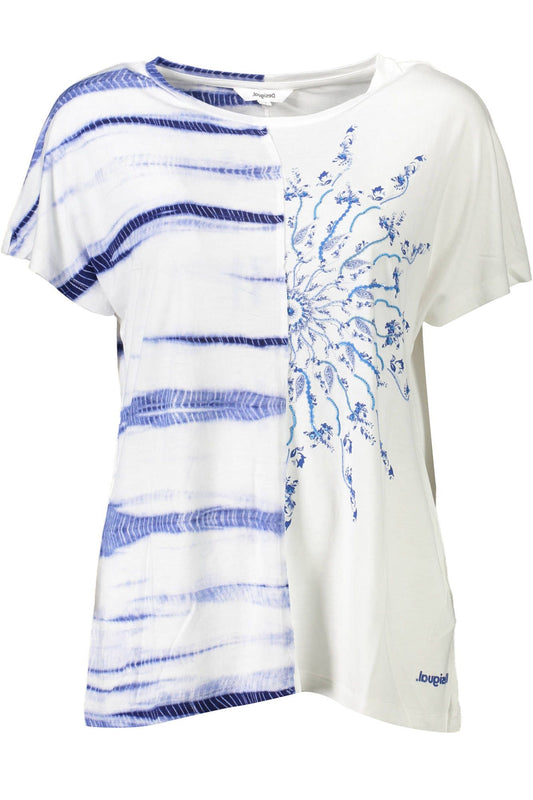 Elegant White Viscose Tee with Logo