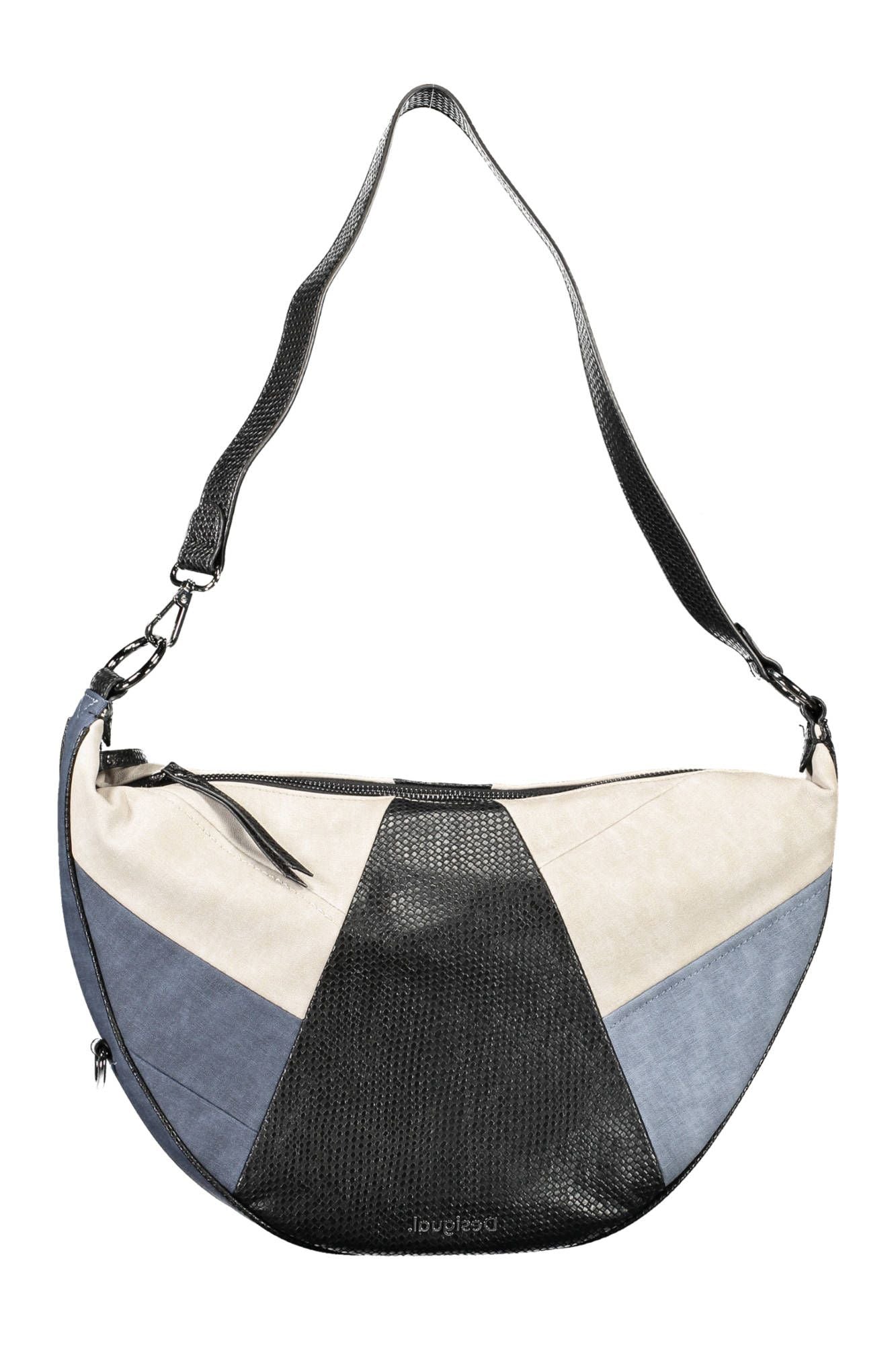 Blue Polyurethane Women Handbag