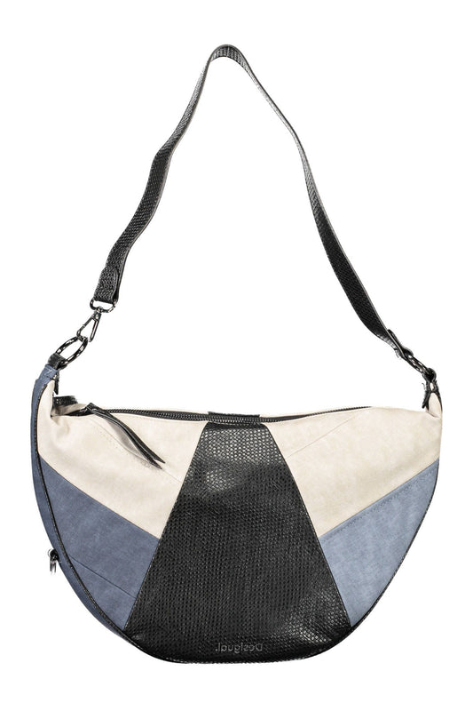 Blue Polyurethane Women Handbag